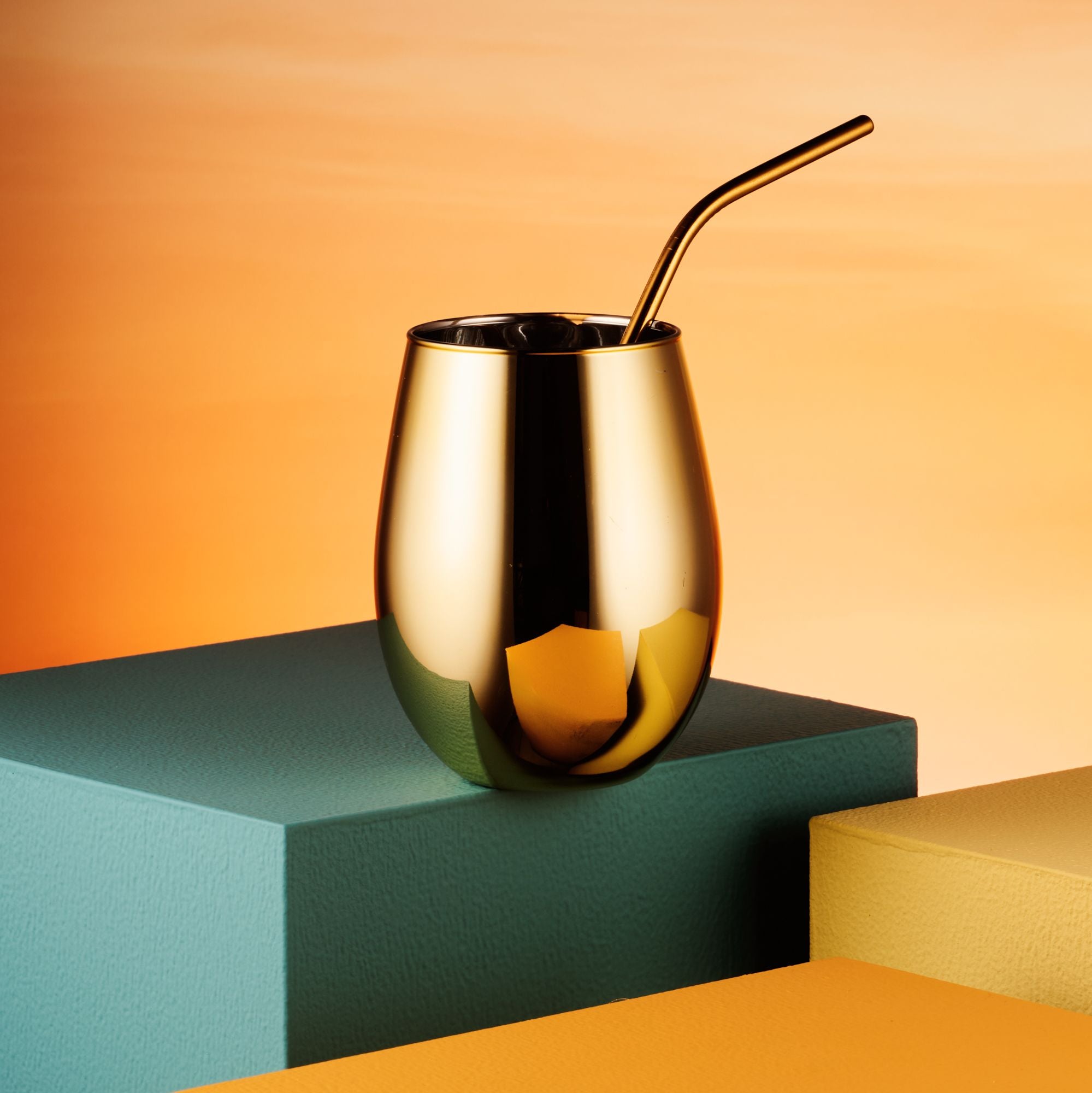 Love Island Gold Stemless Wine Glass - Set of 2