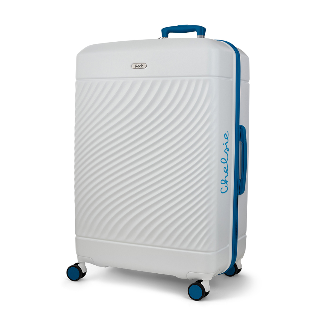 Official Love Island White & Blue Large Suitcase - Personalised