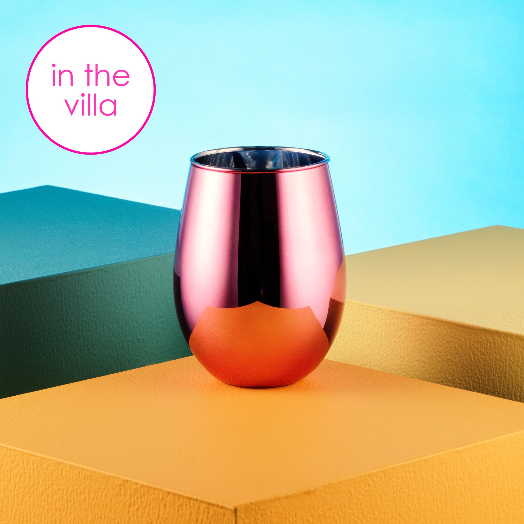 Love Island Pink Stemless Wine Glass - Set of 2