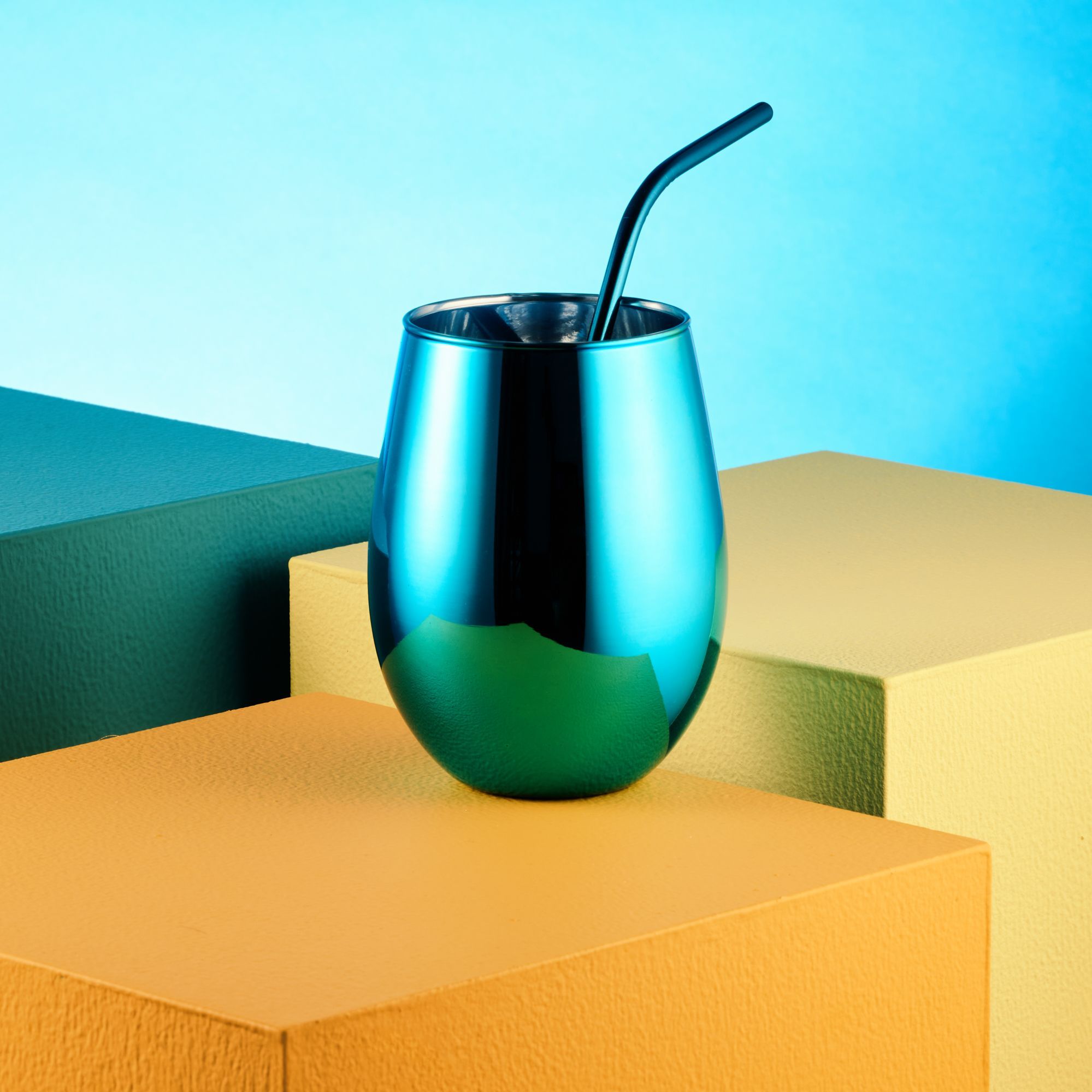 Love Island Blue Stemless Wine Glass - Set of 2