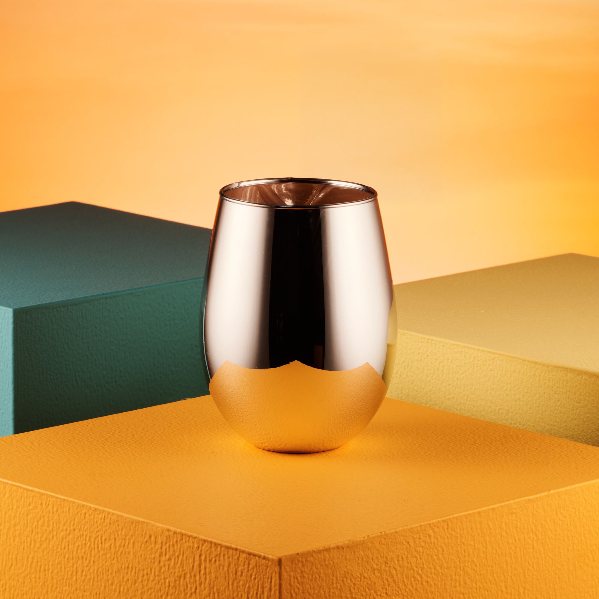 Love Island Silver Stemless Wine Glass - Set of 2