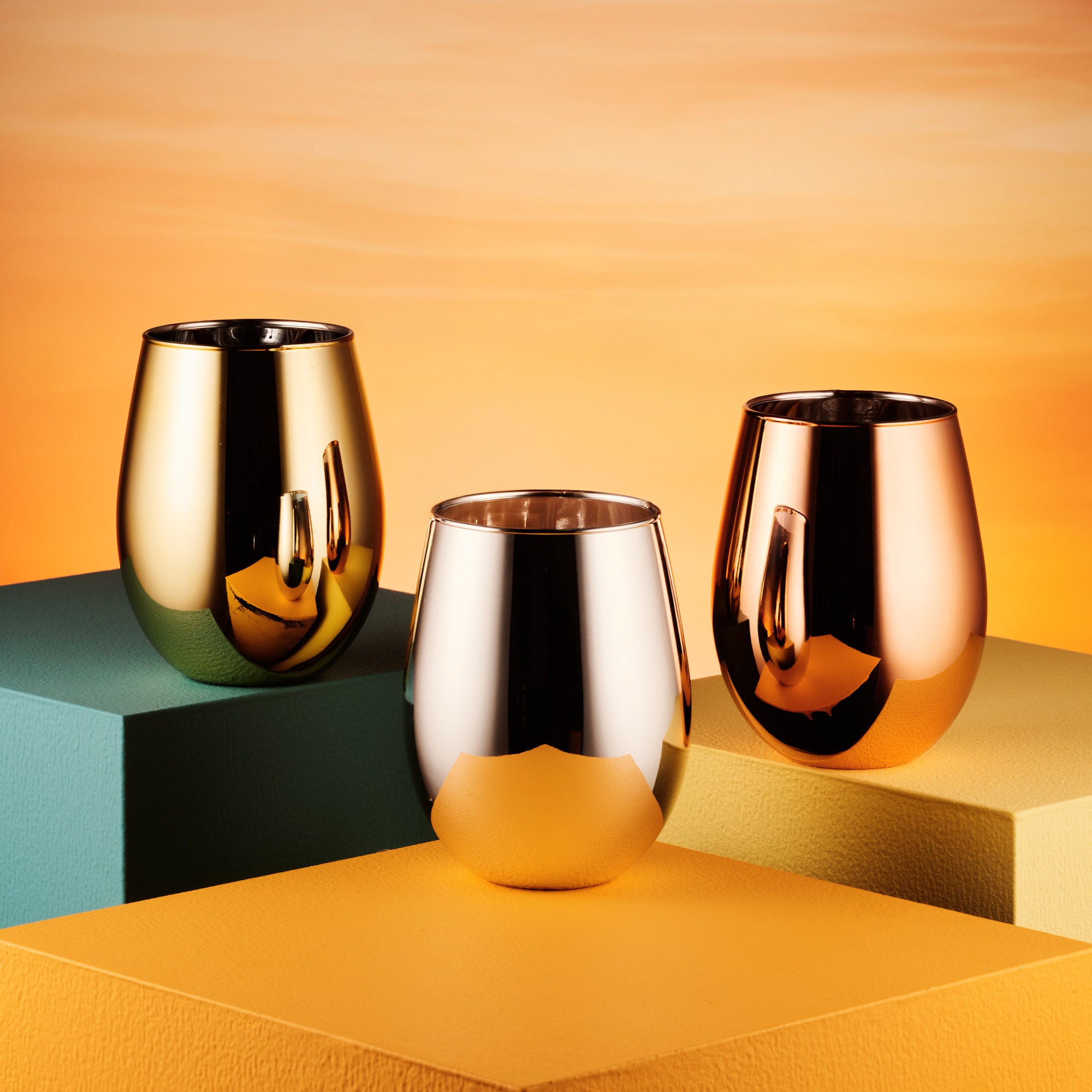 Love Island Silver Stemless Wine Glass - Set of 2