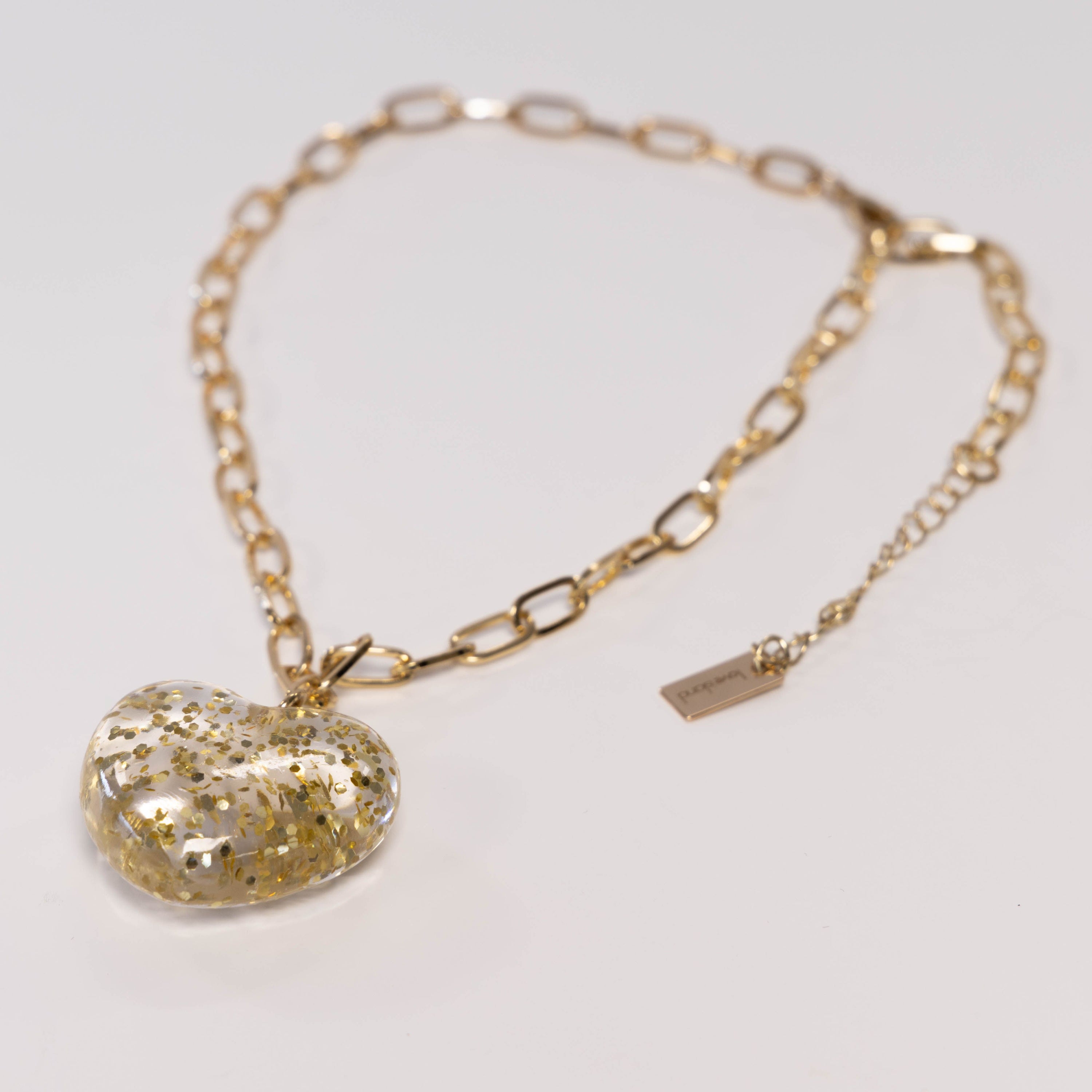 NA Glitter Puff Heart Necklace