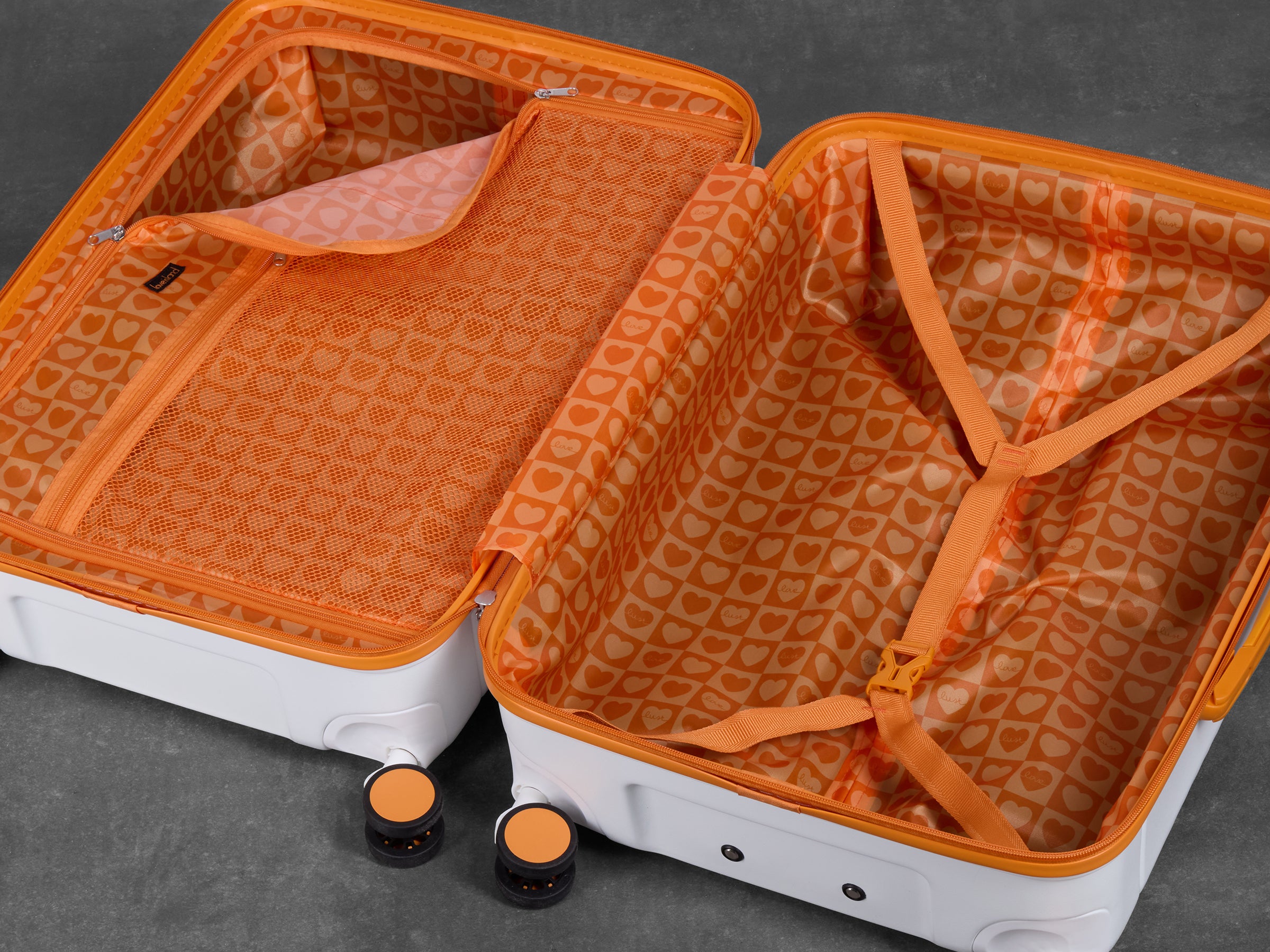 Brand New Official Love Island White & Orange Cabin Suitcase - Personalised