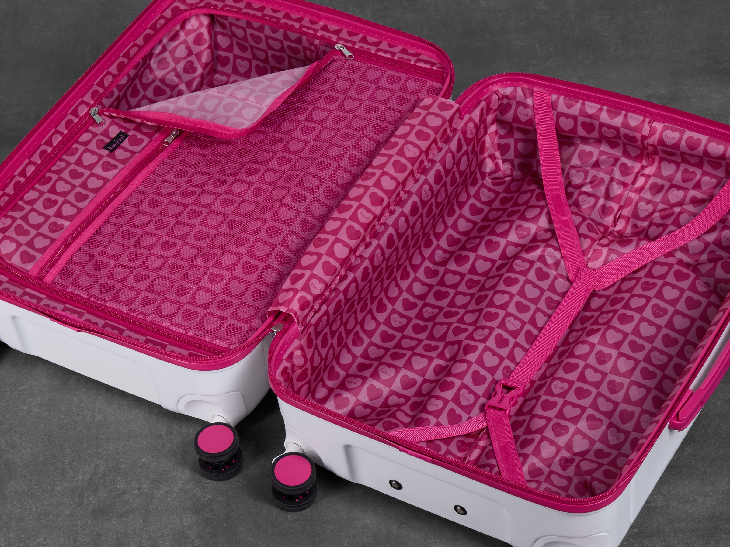 Official Love Island White & Pink Medium Suitcase - Personalised
