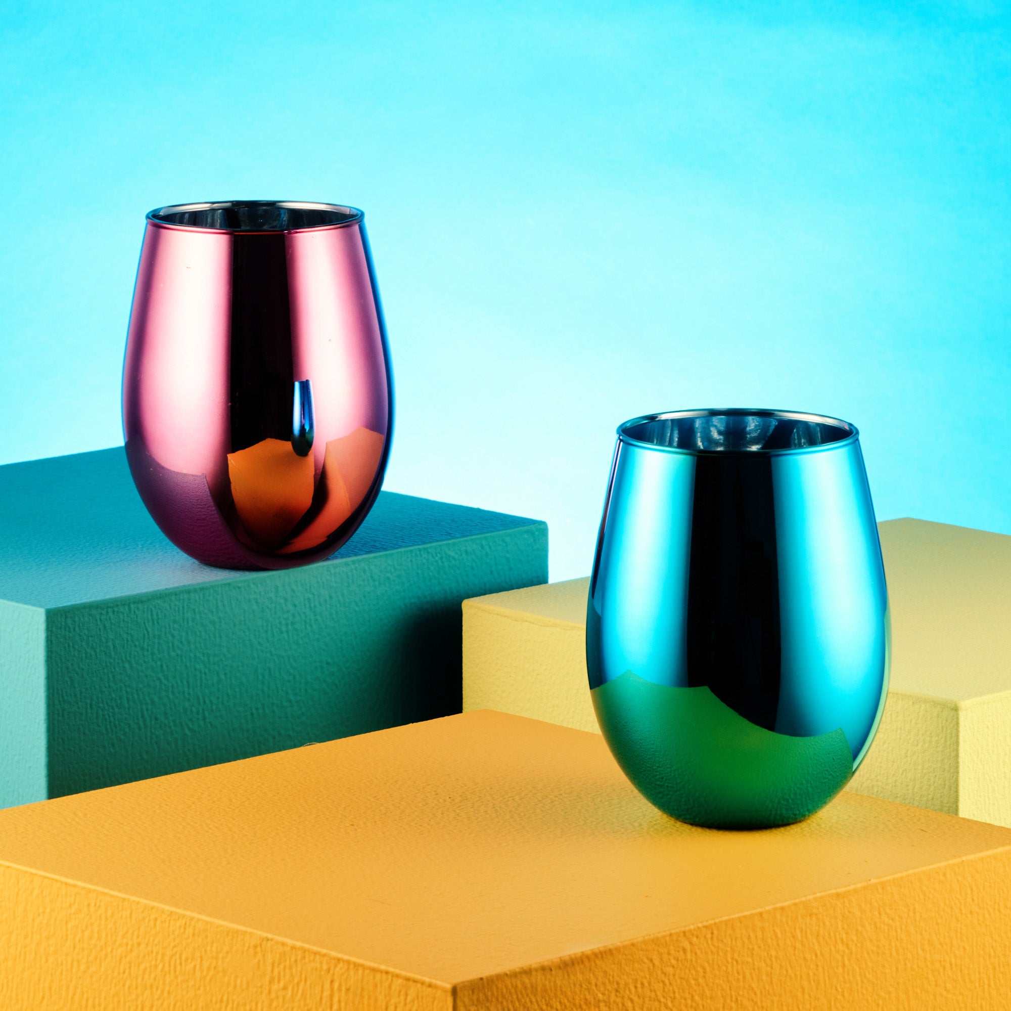 Love Island Blue Stemless Wine Glass - Set of 2