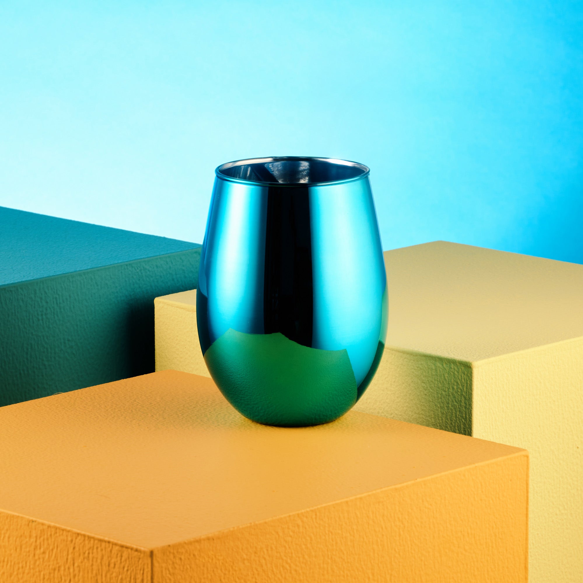 Love Island Blue Stemless Wine Glass - Set of 2