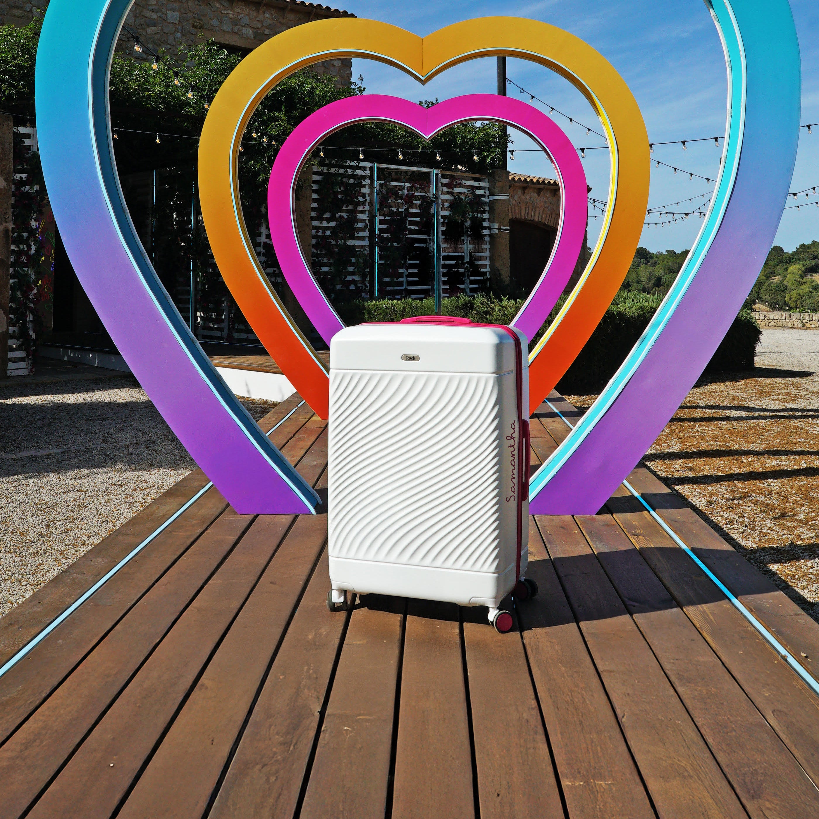 Brand New Official Love Island White & Pink Cabin Suitcase - Personalised