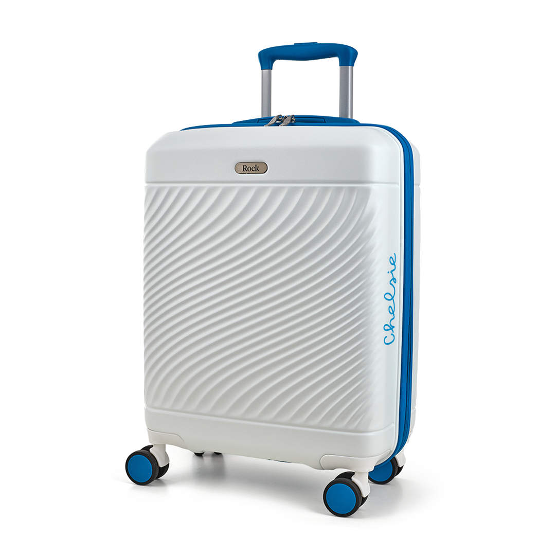 Brand New Official Love Island White & Blue Cabin Suitcase - Personalised