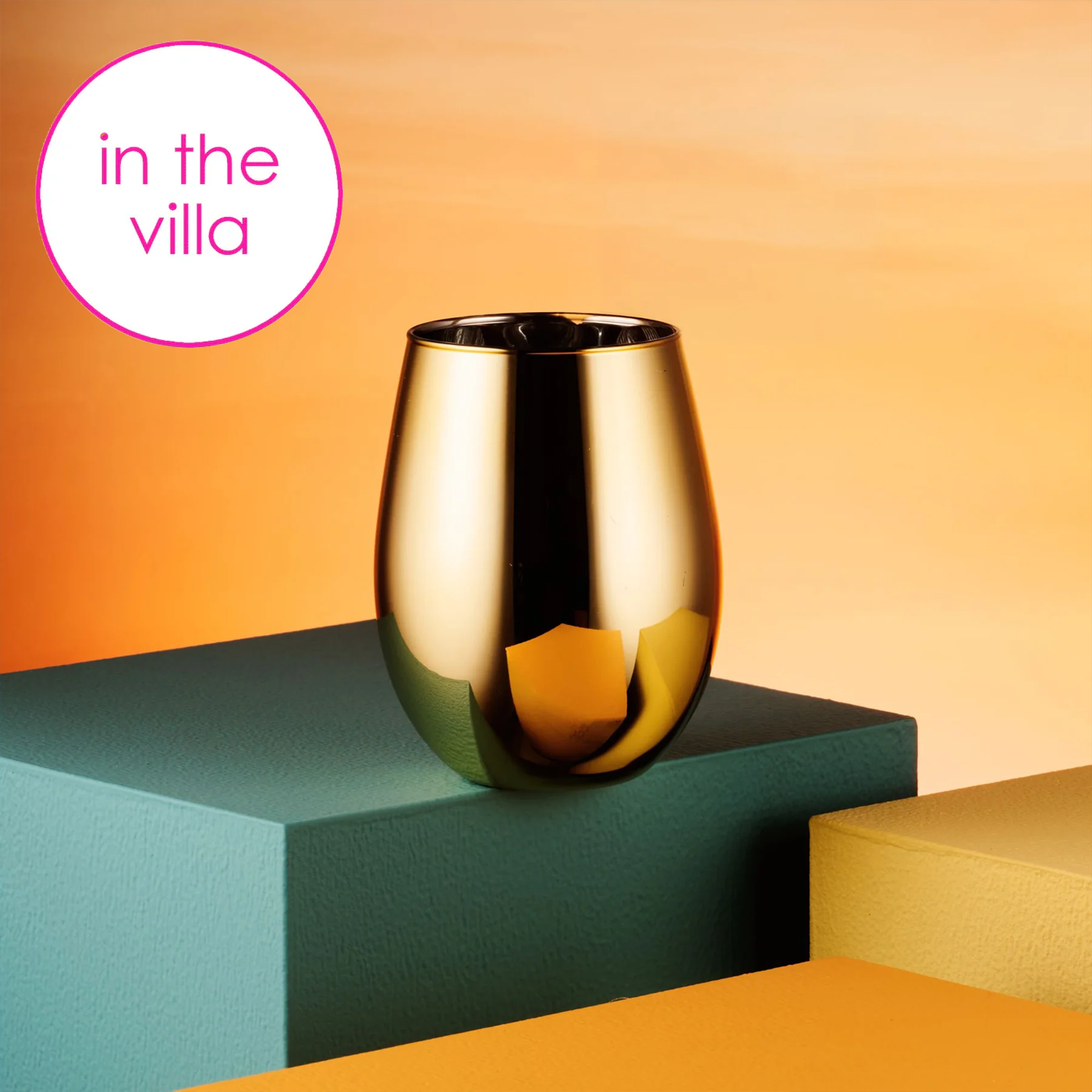 Love Island Gold Stemless Wine Glass - Set of 2