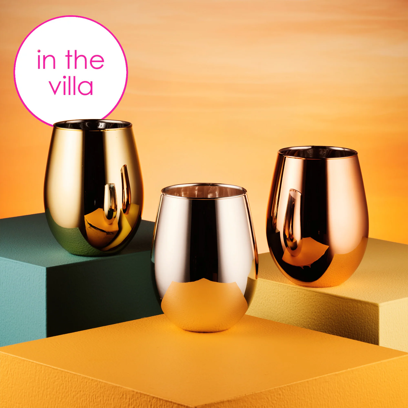 Love Island Rose Gold Stemless Wine Glass - Set of 2