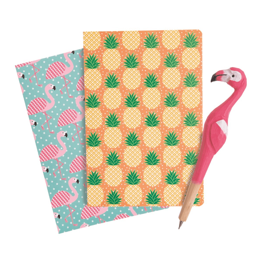 Flamingo And Pineapple Notepads & Flamingo Pen Set